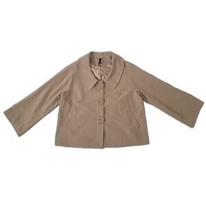 Lapis Boxy Cropped Collared Trench Coat Jacket Size L Tan Preppy Old Money
